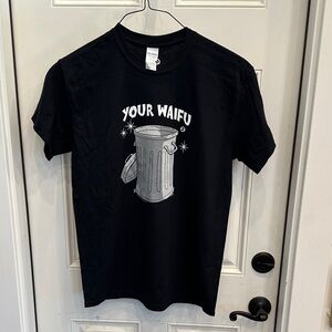 New Gildan Black Tee with Trash Can Graphic